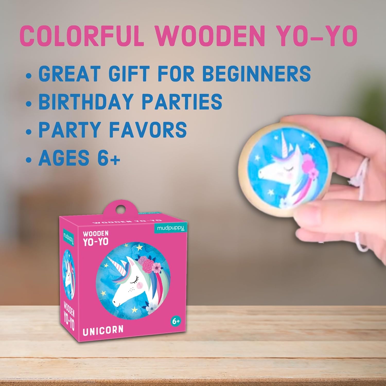Mudpuppy Unicorn – Wooden Yo-Yo with Illustrations of Magical Unicorns for Children Ages 6 and Up image 4