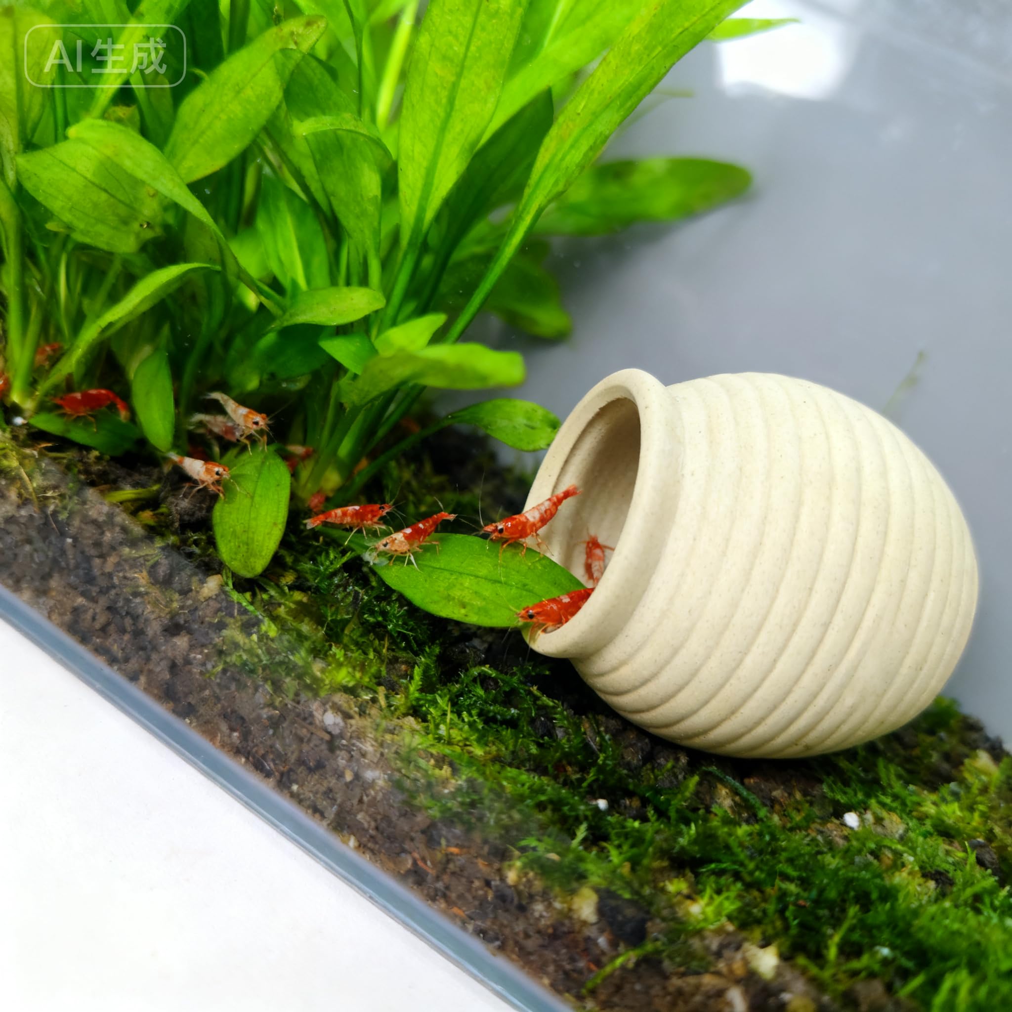 Pierre cachette d'aquarium pour poissons, crevettes, tortues pour jouer et se reposer, grotte en céramique, petite jupe décorative, jouet Betta Poisson