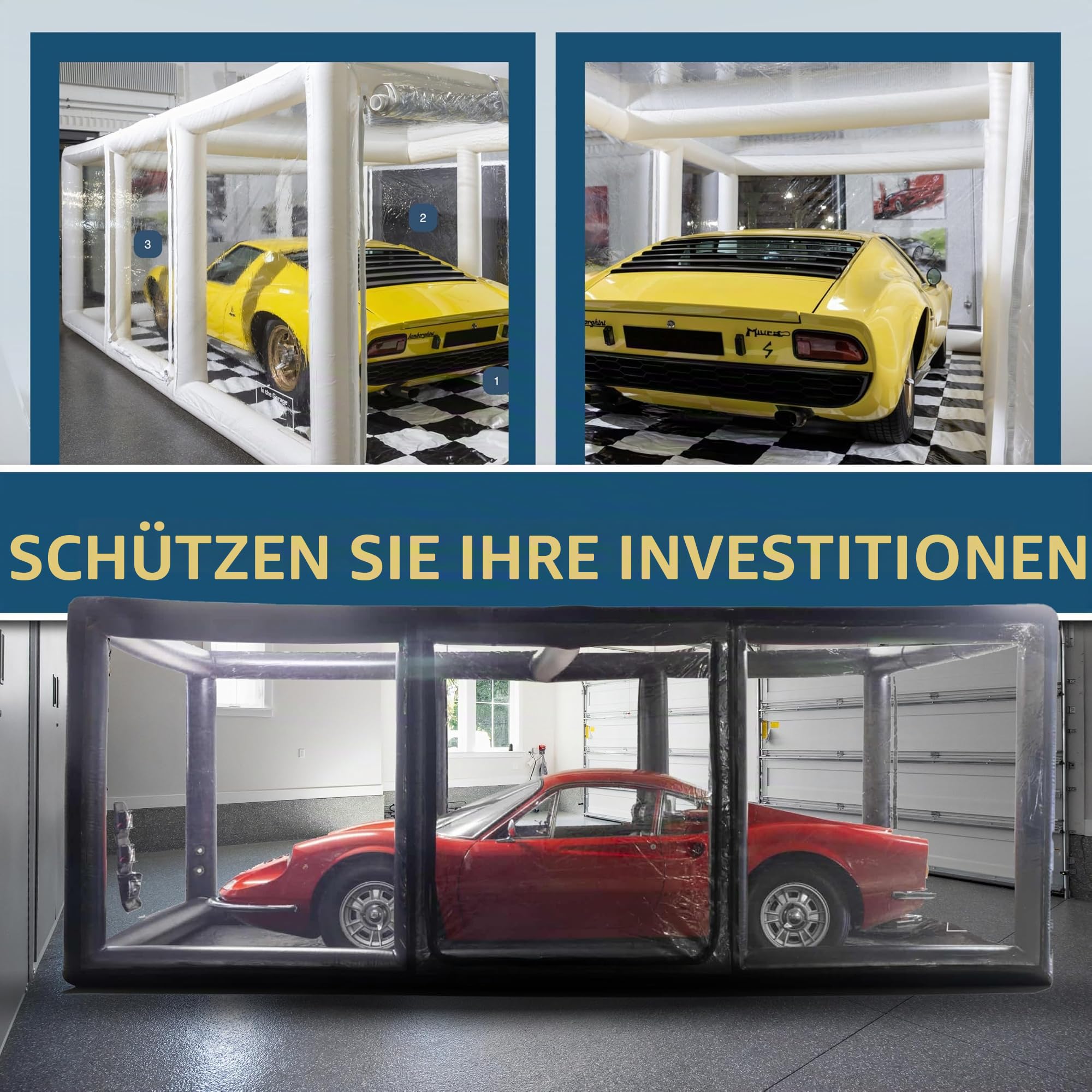 In The Garage Ultimative Car Shield Schwarz Carbonfaser 18' - Aufblasbare