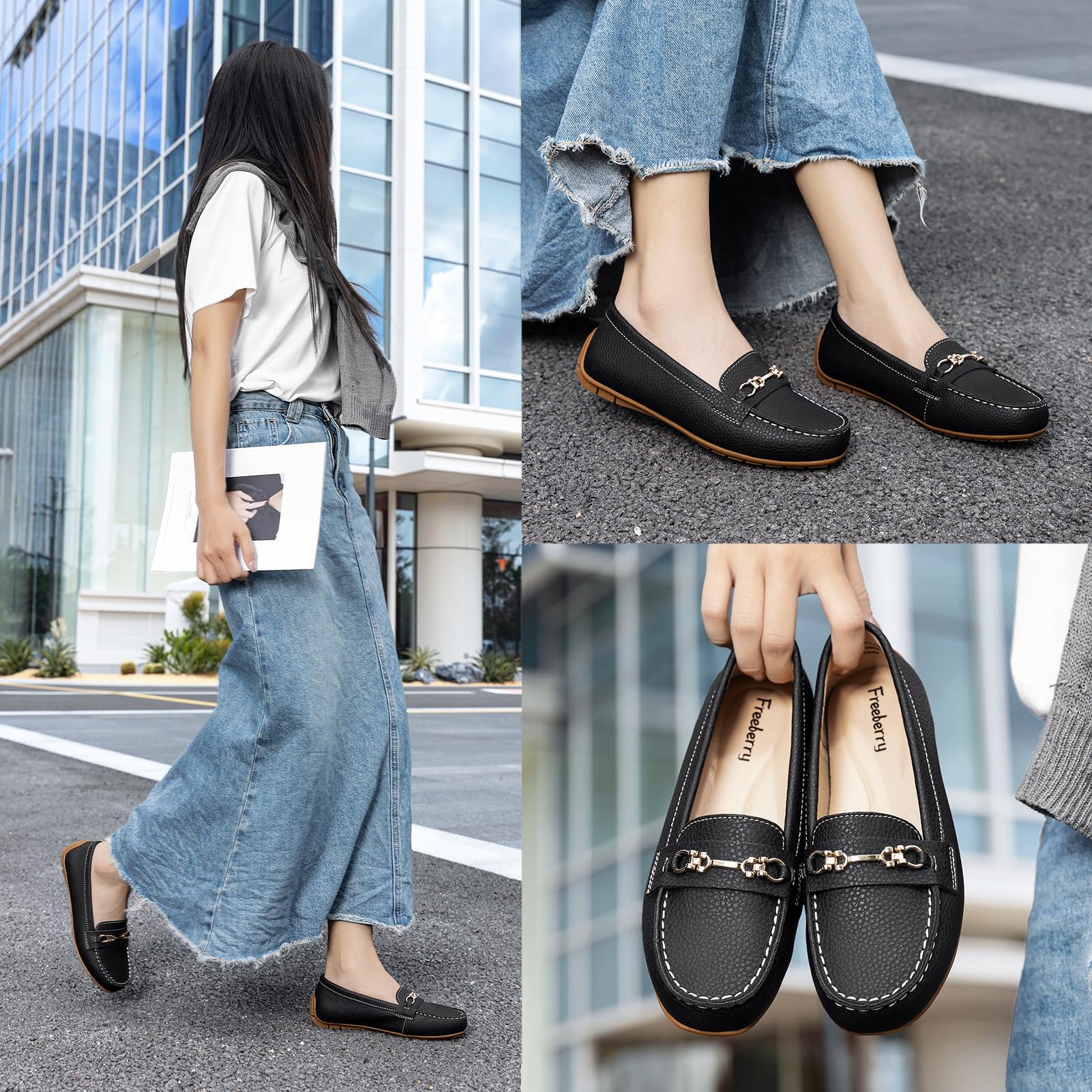 Loafers for Women Comfort Leather Loafers Cute Slip On Business Casual Dress Shoes Lightweight Work Flats Driving Mocs Walking Shoes for Women