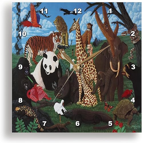 Miniatura 2 de Reloj de pared 3dRose LLC Zoo Animales, 10.0 x 10.0 in