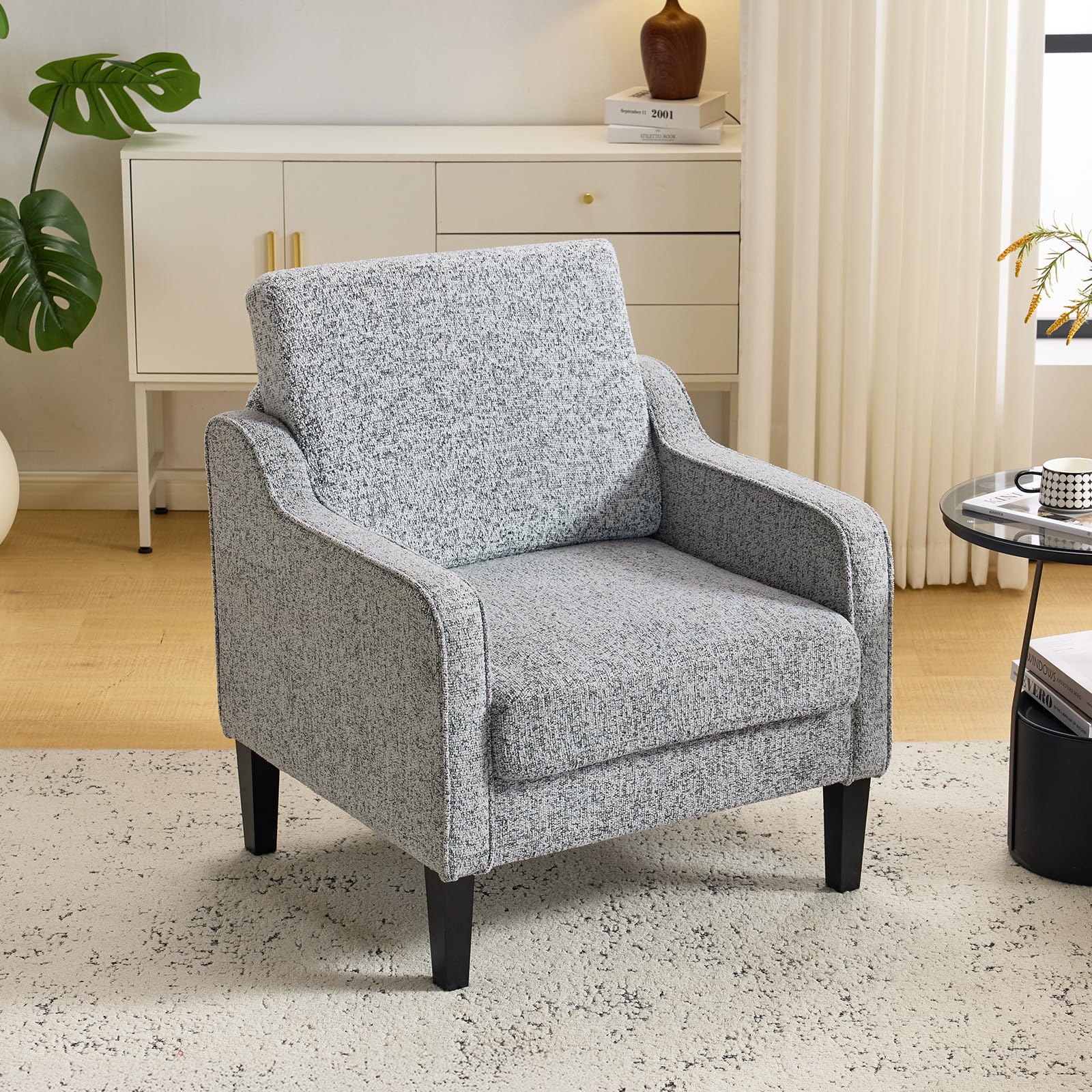 VINGLI Accent Chair, Chenille Upholstered Armchair, 380 LBS, Living Room