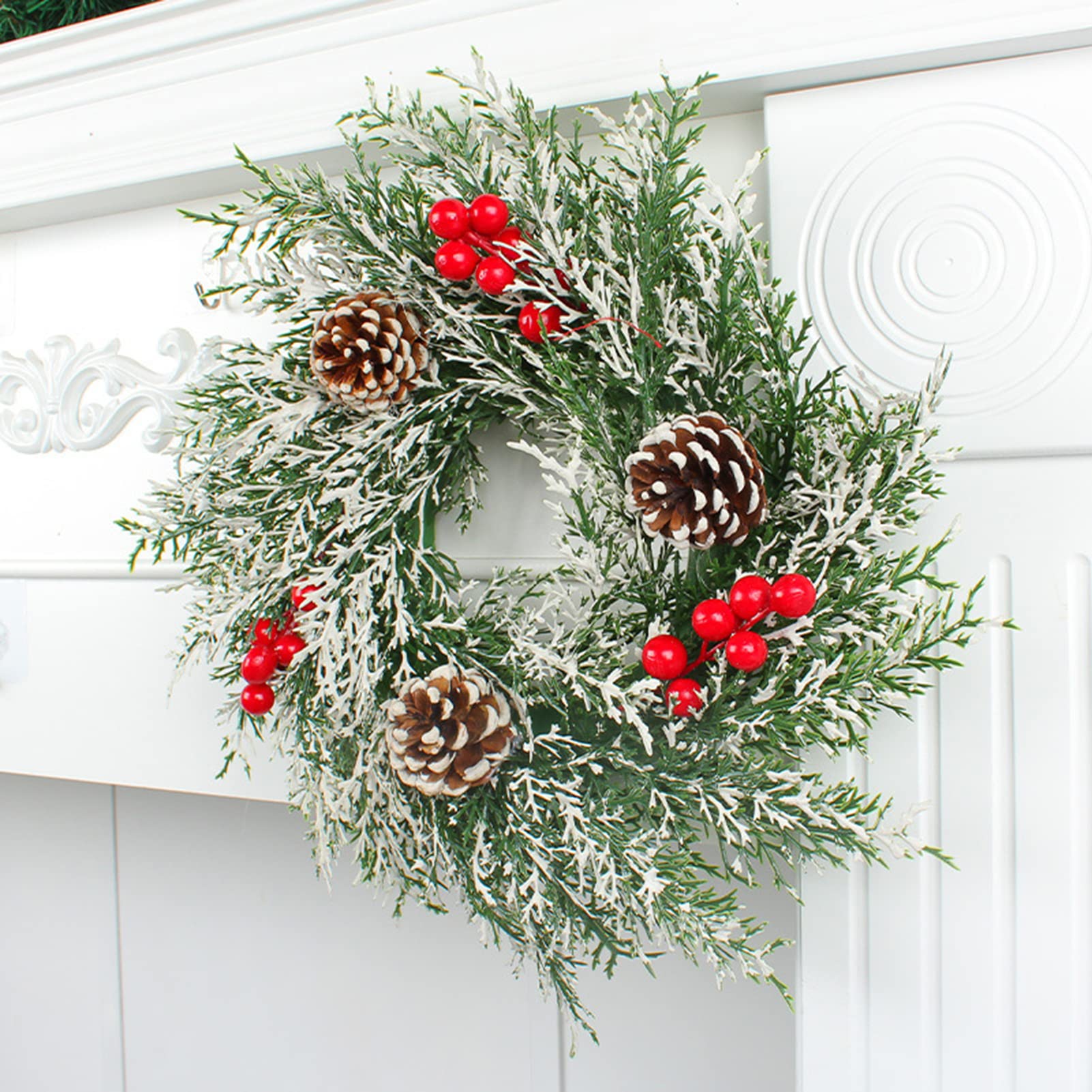 Navidad Artificial - Guirnalda para puerta de - Decoración de Navidad en | corona de abeto, decoración de pared para puerta de salón Jingan