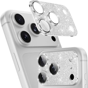 imluckies Compatible with iPhone 17 Pro Camera Lens Protector Bling, Ultra HD Tempered Glass Shiny Diamond Camera Plate Sparkle Screen Protection, 9H Anti-Scratch & Easy Install, Glitter Sliver