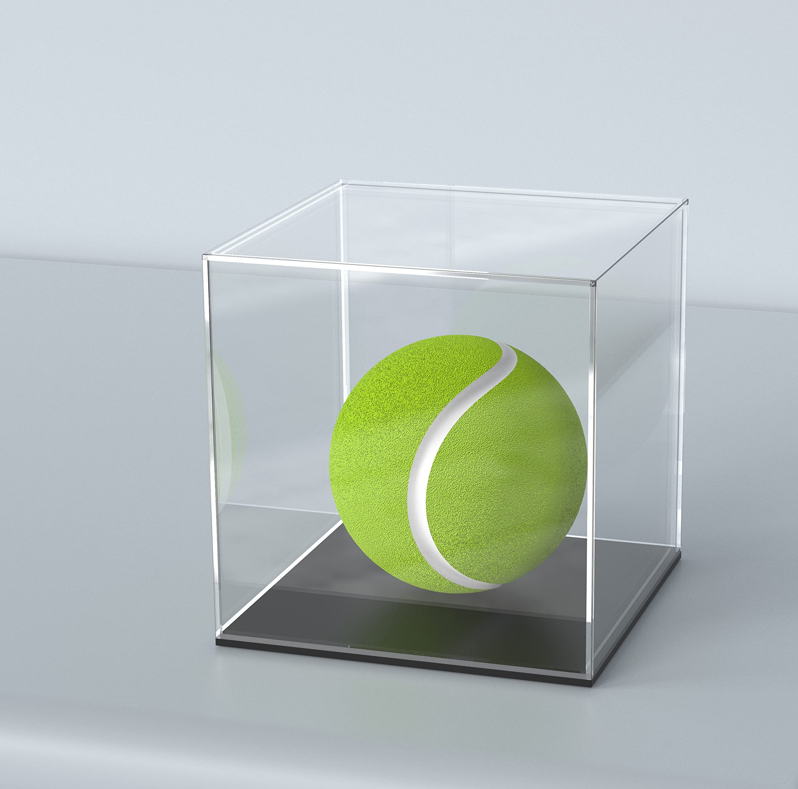 Acrylic Display Case, 4x4x4 Inch Cube Box With Matte Black Base, Clear Single-Piece Case for Softball Collectibles Figurines Mini Figures — Amazon image 2