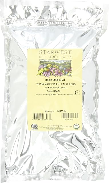 Starwest Botanicals Organic Green Yerba Mate' Leaf Cut, 1-pound Bag