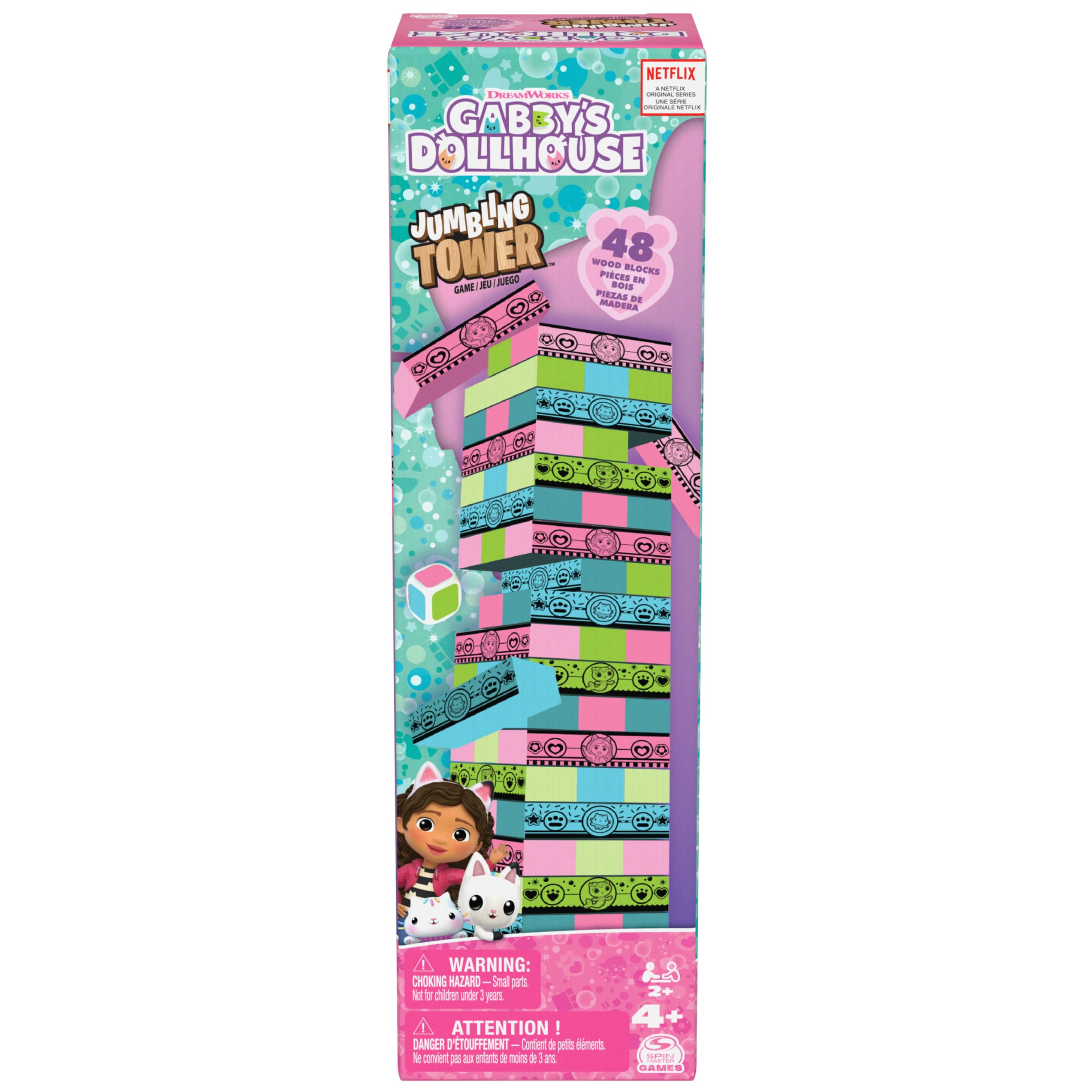Editrice Giochi, La Casa delle Bambole di Gabby, Jumbling Tower della Casa delle Bambole di Gabby, Blocchi di Legno multicolore, Giochi per Bambini e Bambine, 4+ anni