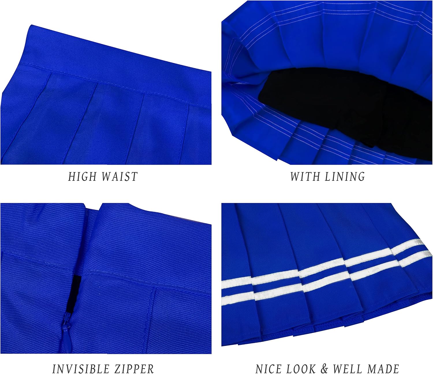 Women Girls High Waist Pleated Mini Skirt with Lining Shorts