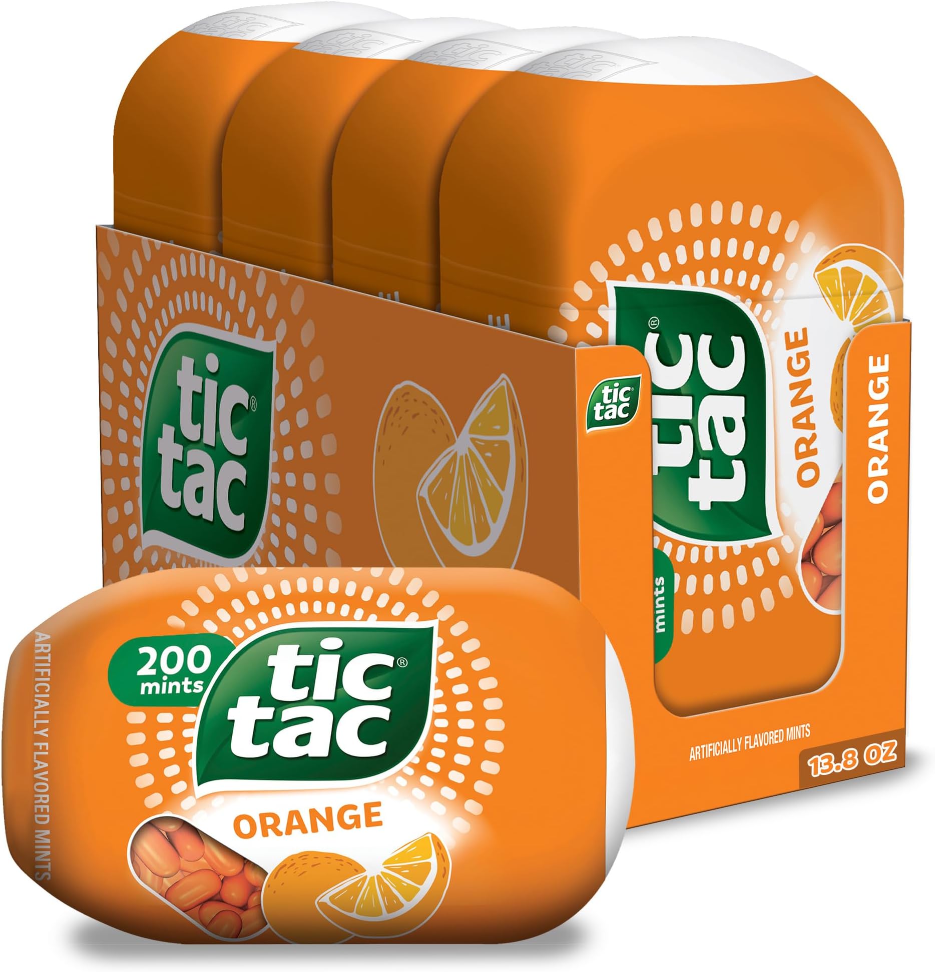 Orange Flavored Mints, 4 Count, On-The-Go Refreshment, 3.4 Oz Each