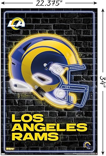 Miniatura 3 de Trends International NFL Los Angeles Rams - Póster de pared con casco neón 23, 34 pulgadas de largo x 22.4 pulgadas, versión sin marco