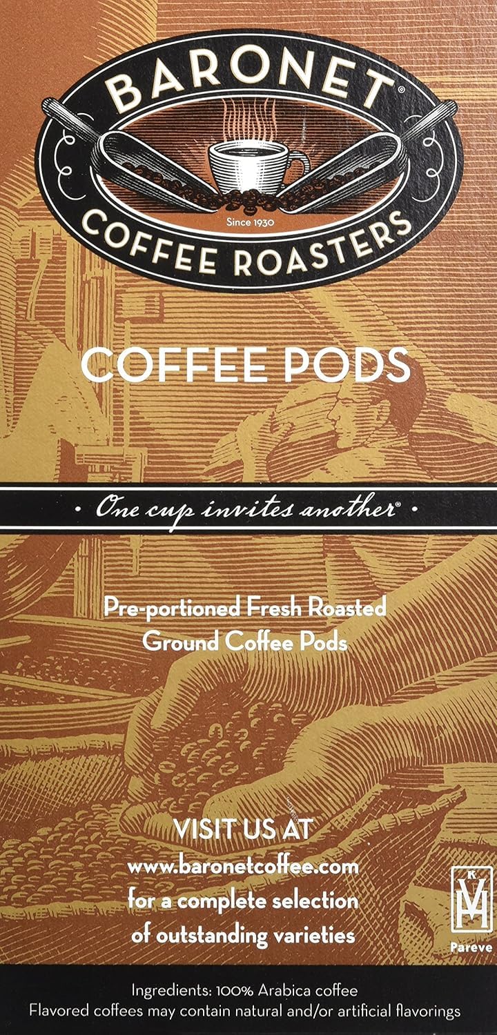 Baronet Coffee Single Fair Trade Organic Espresso ESE Pods, 54 Count