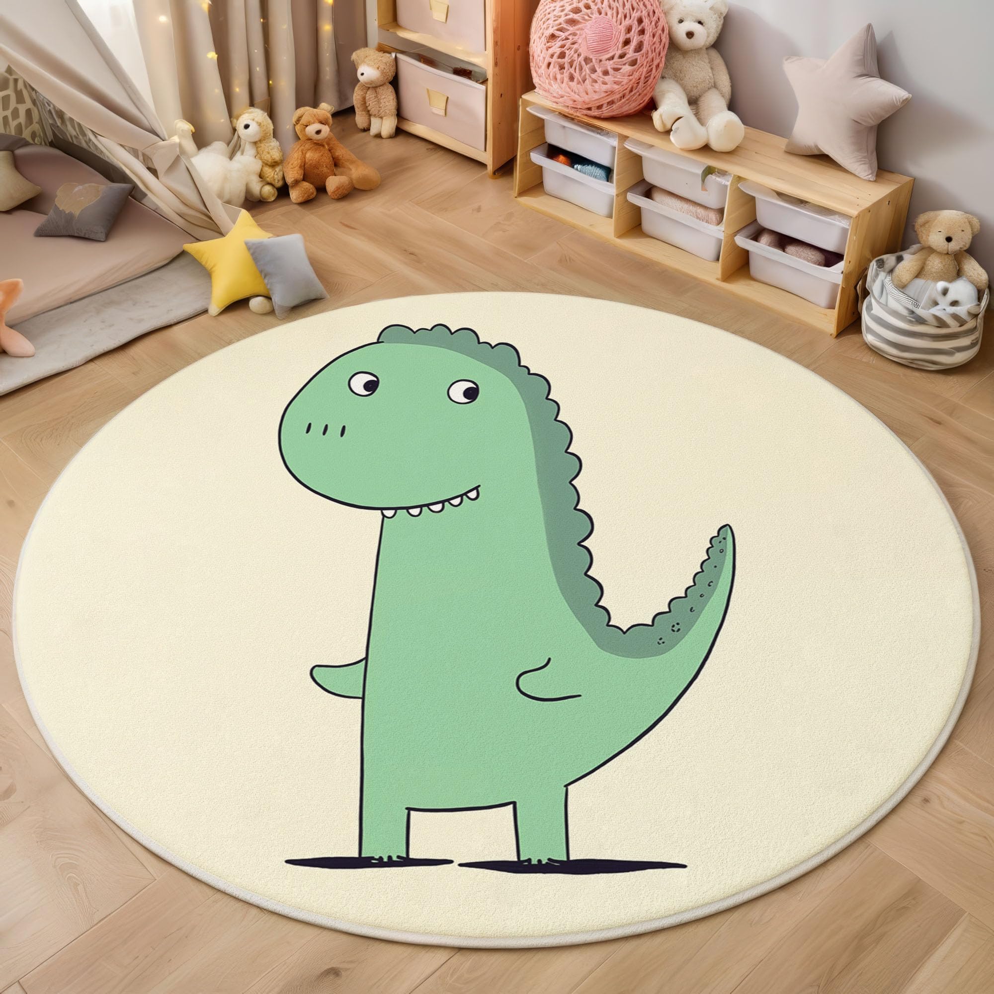 Carpette tapis salon rond vert 160cm pour décoration chambre bébé