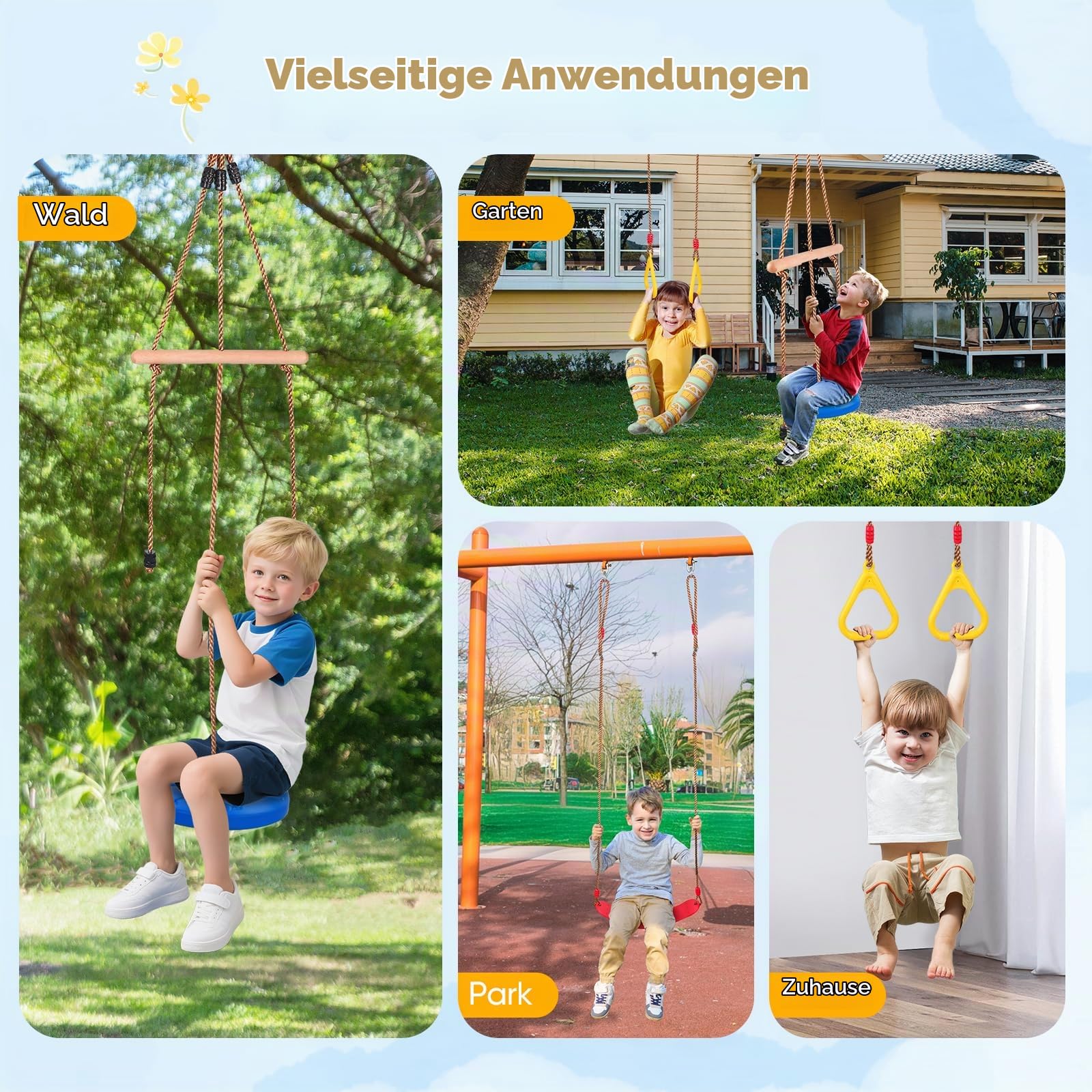 47.24" Nestschaukel Outdoor, Höhenverstellbar, Abnehmbares Kissen, 900D Oxford-Gewebe, Robuste Seile mit Tragfähigkeit bis 300 kg (661 lbs), Tellerschaukel für Outdoor & Indoor