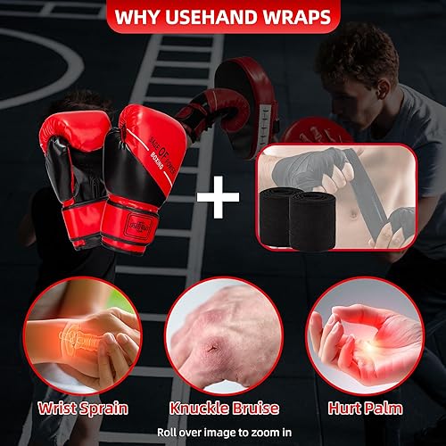 Miniatura 5 de Juego de almohadillas de boxeo y guantes de boxeo 3 en 1, almohadillas de cuero para enfocar, almohadillas de muay thai de MMA para patear Taekwondo