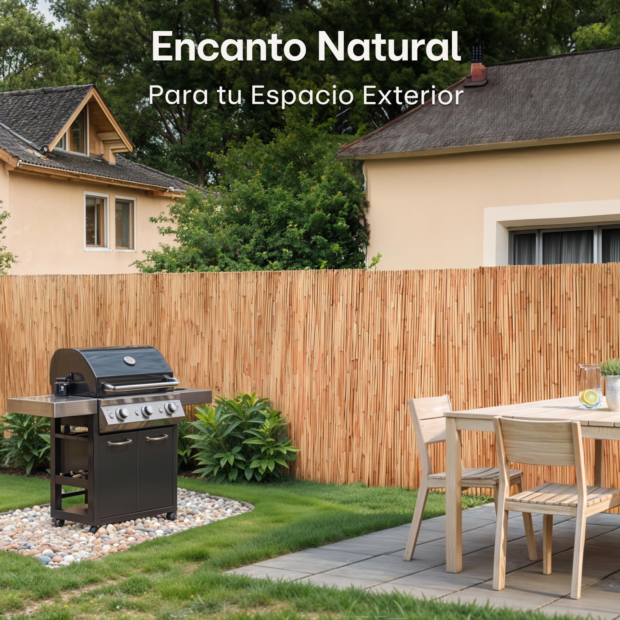 Praknu Cañizo Jardin Ocultacion 1x3 m- FSC® Certificado, Junco Natural - Versátil Uso en Interiores y Exteriores Balcones y Jardines - 100 x 300cm