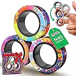 BUNMO Magnetic Rings Stocking Stuffers for Teens - Fidget Toys Adults - Stocking Stuffers for Boys - Magnetic Fidget Rings - Improved Stronger Magnets - Great Teen Gift - Rainbow
