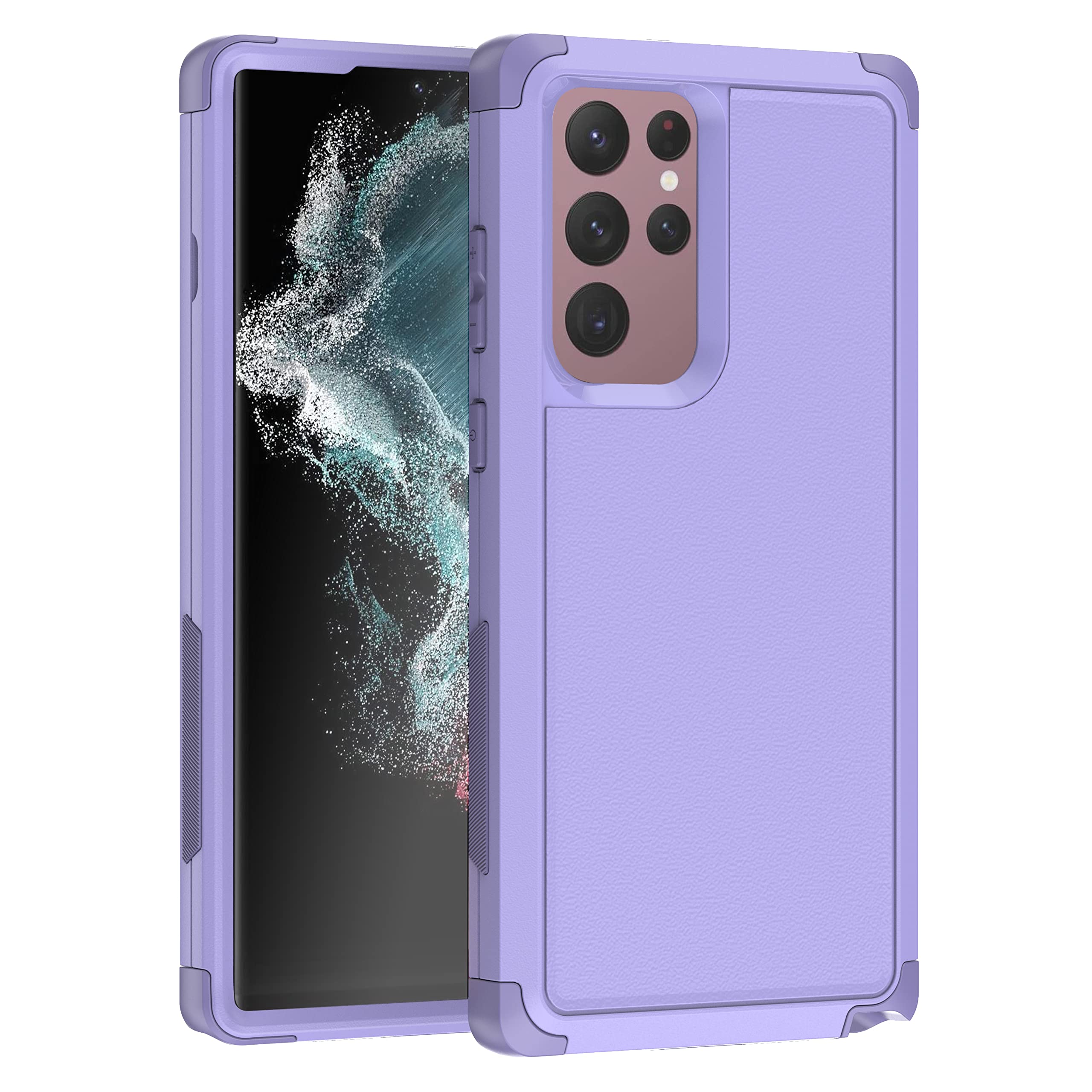 HONTECH for Galaxy S22 Ultra 5g Case, Heavy Duty Protective Phone Case, [Shockproof] [Dropproof] [Dust-Proof] Rugged Tough Cover for Samsung Galaxy S22 Ultra 5G, Purple