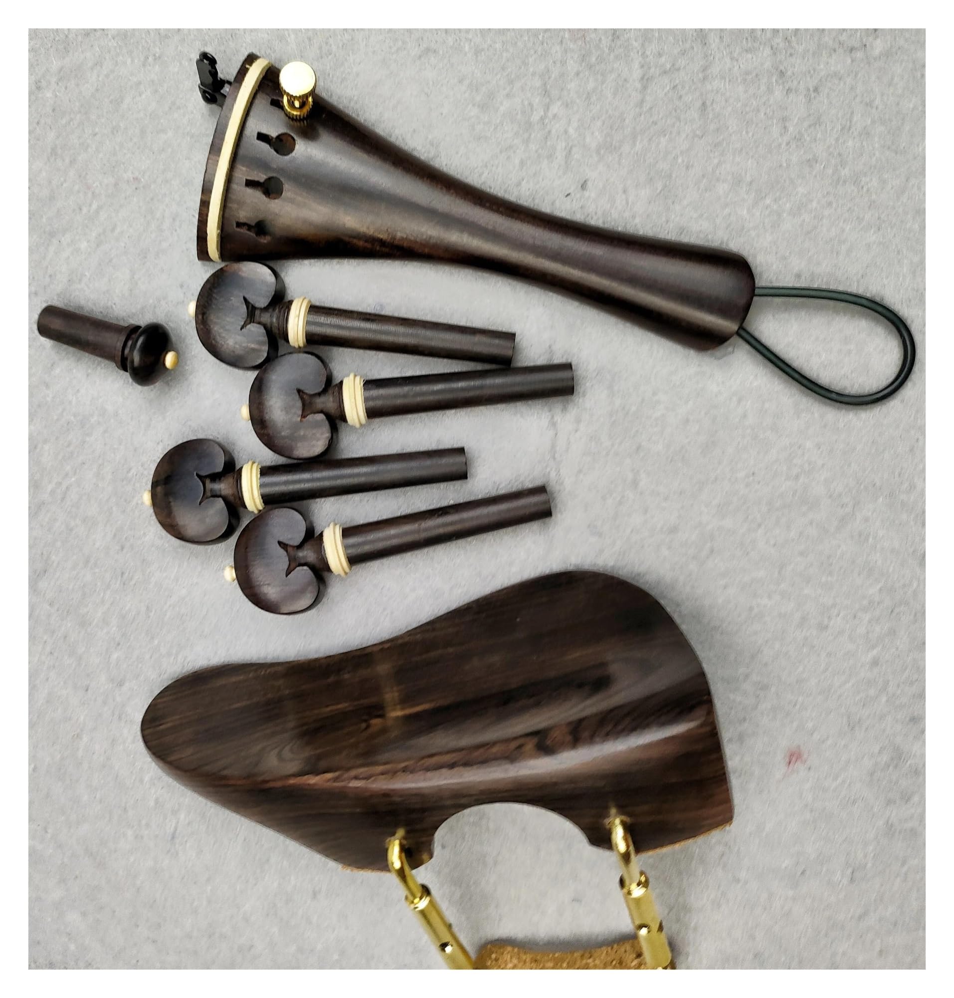Accessoires Violon 4/4 - 15 Pièces : Cordier, Mentonnière, Chevilles, Chevalet, Bouton... Pour Réparation & DIY