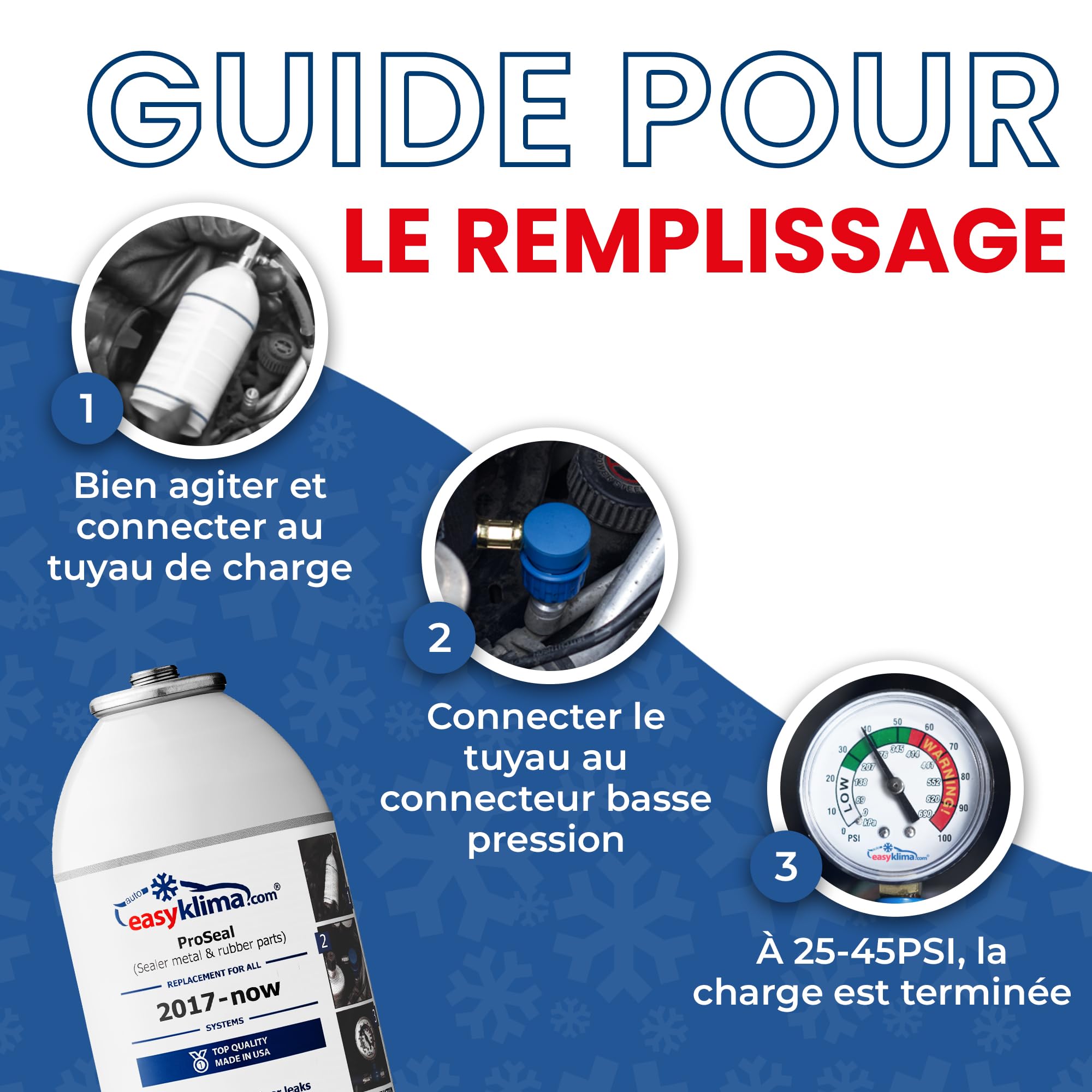 EasyKlima ProSeal Réparation des fuites de climatisation - Mastic non toxique pour les éléments métalliques et en caoutchouc - À faire soi-même, rapidement et facilement - À utiliser avant d'utiliser