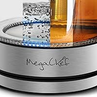 Vista 5 de MegaChef 1.8Lt. Cuerpo de vidrio y hervidor de té eléctrico de acero inoxidable con infusor de té