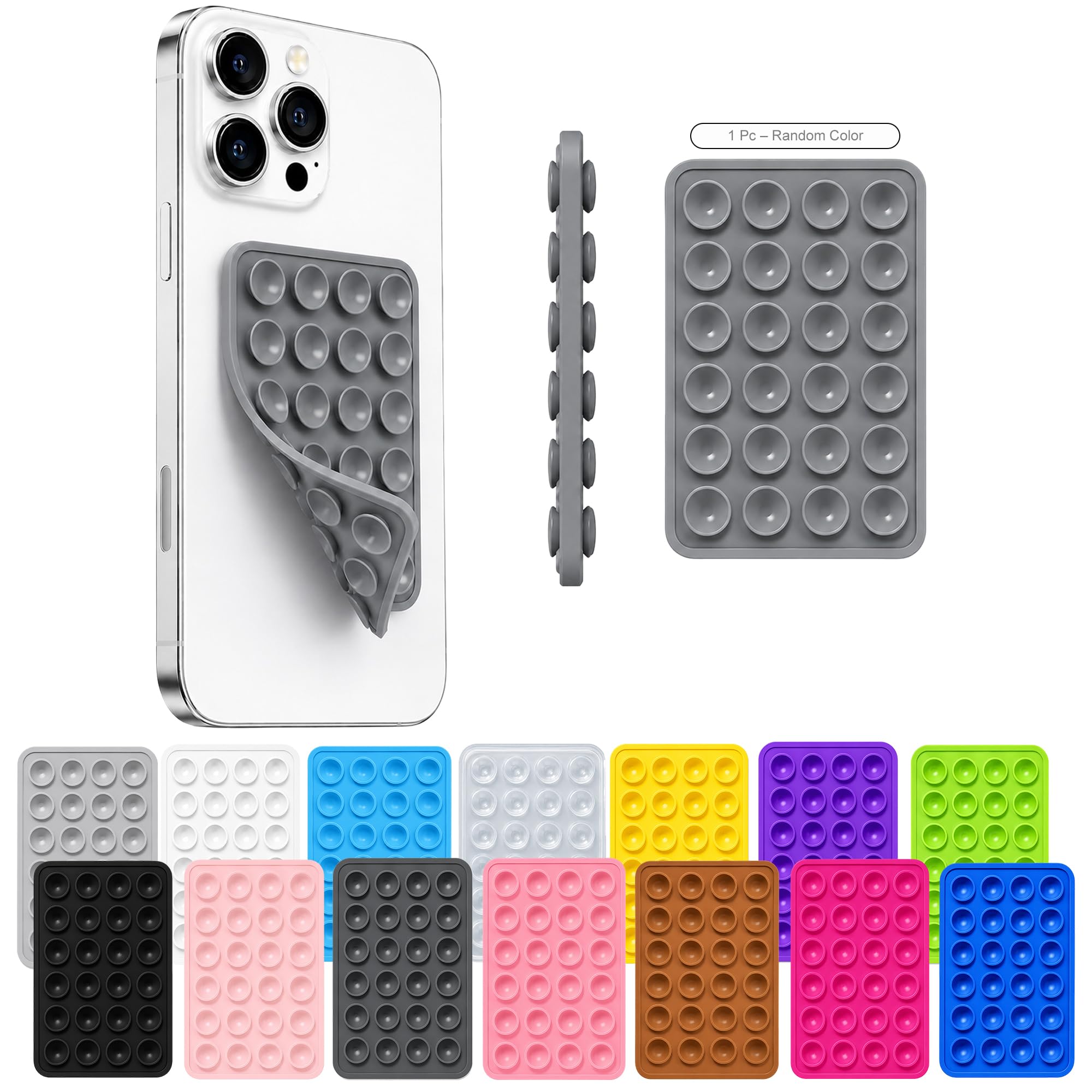 Double Sided Silicone Phone Suction Mount Sticky Pad for Selfies & Reels | Reusable Octopus Grip Phone Case Holder | Hands-Free Mobile Mount for Mirror, Glass & Tiles Pack of 1, Multicolor-image-13