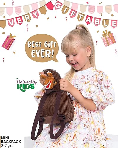 Miniatura 2 de Naturally KIDS Mini mochila de dinosaurio - Mochila muy pequeña para niñas y niños - Juguetes de dinosaurio para niños de 3 a 5 años - Mochila