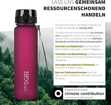 720°DGREE ‘uberBottle’ Water Bottle 350 ml 500 ml 650 ml 1 Litre softTouch with Fruit Container Leak-Proof BPA-Free Slim for Children School Sports Bike Gym Fitness Outdoors