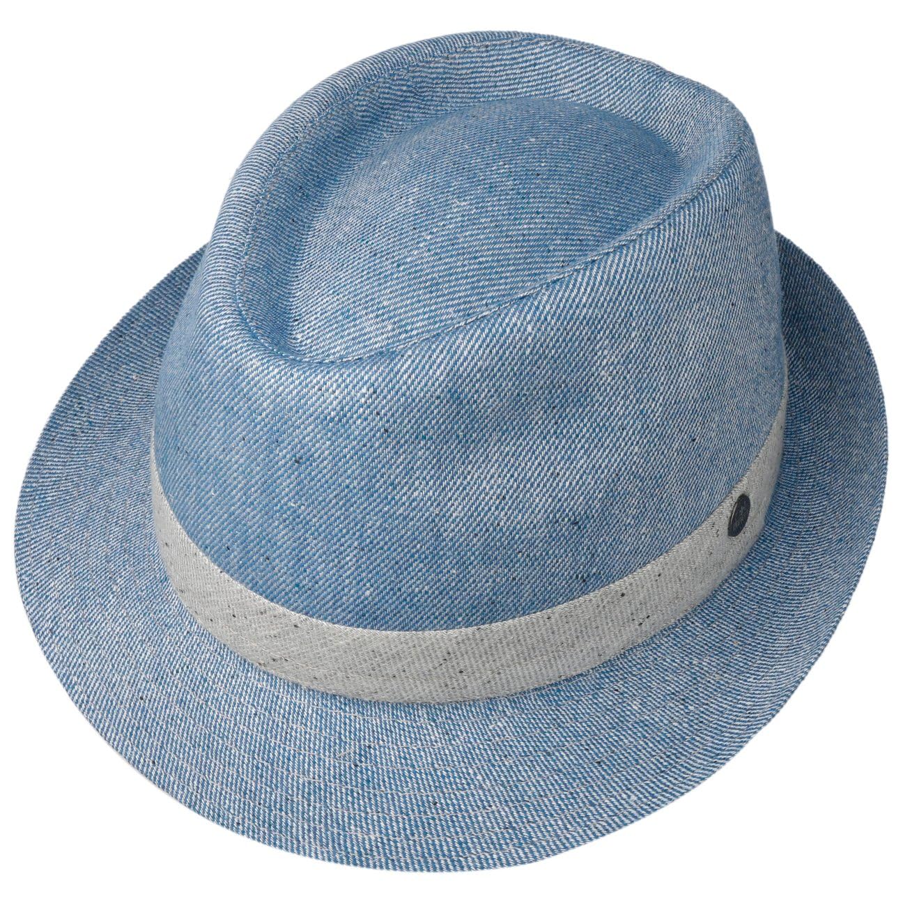 Lierys Chapeau Payato New Denim Trilby Femme/Homme - Made in Italy D'Ete en Tissu de Soleil avec Doublure Ete Printemps-ete