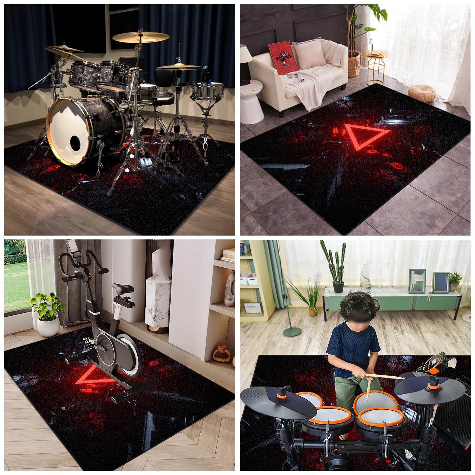 120 x 90 cm Dywan z baterią elektroniczną, dźwiękoszczelne maty do perkusji akustycznej i innych instrumentów muzycznych, antypoślizgowa mata do baterii akustycznej