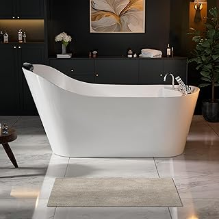 Empava 67 in. Acrylic Freestanding Bath Tub Hydromassage Gracefully Oval...