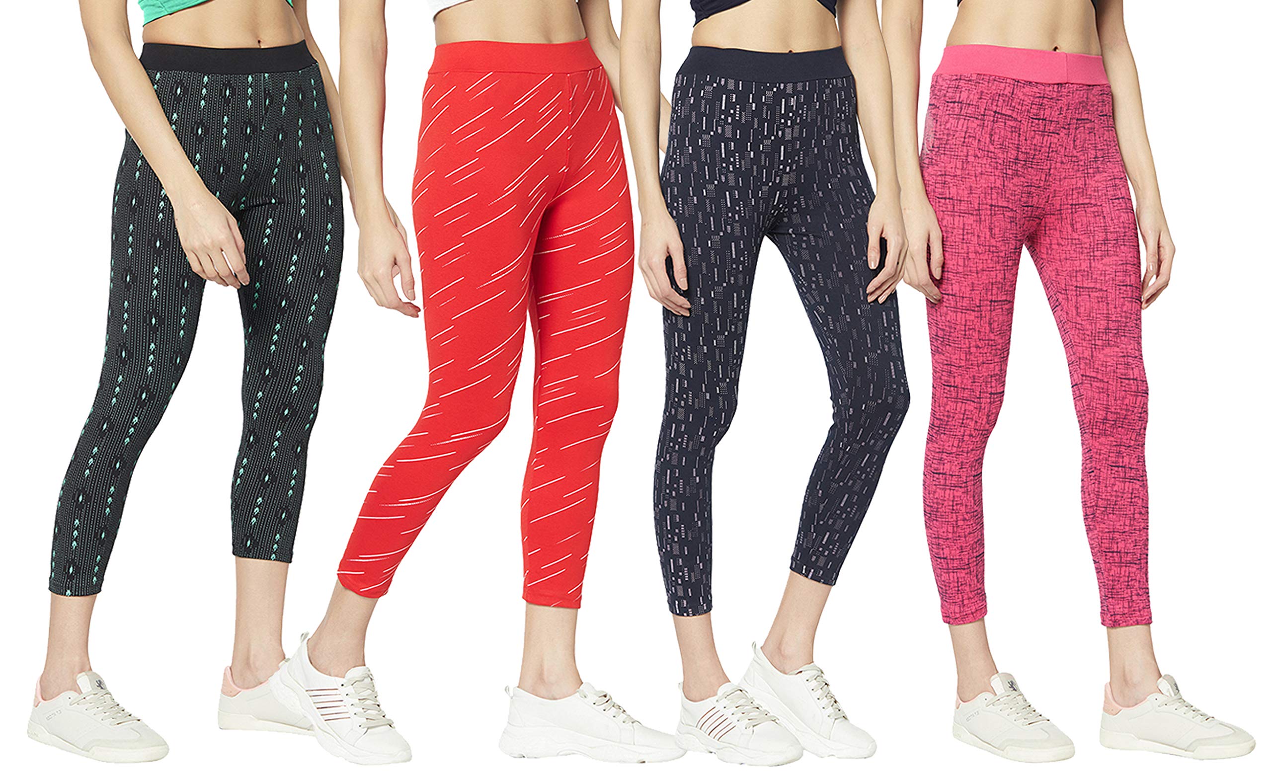 SHAUN Women Free Size (Waist Size-26-34 inch) Stretchable-Trackpant (Length 37-39 inch_Pack of 4)
