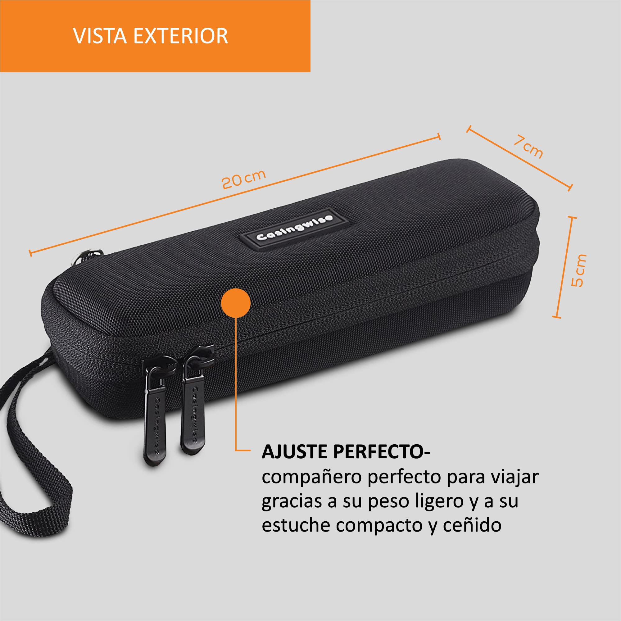 Funda para Bite Away con compartimento de red para baterías de curandero, tiritas y accesorios/práctica funda de viaje para mordida/funda con asa de espuma y microfibra