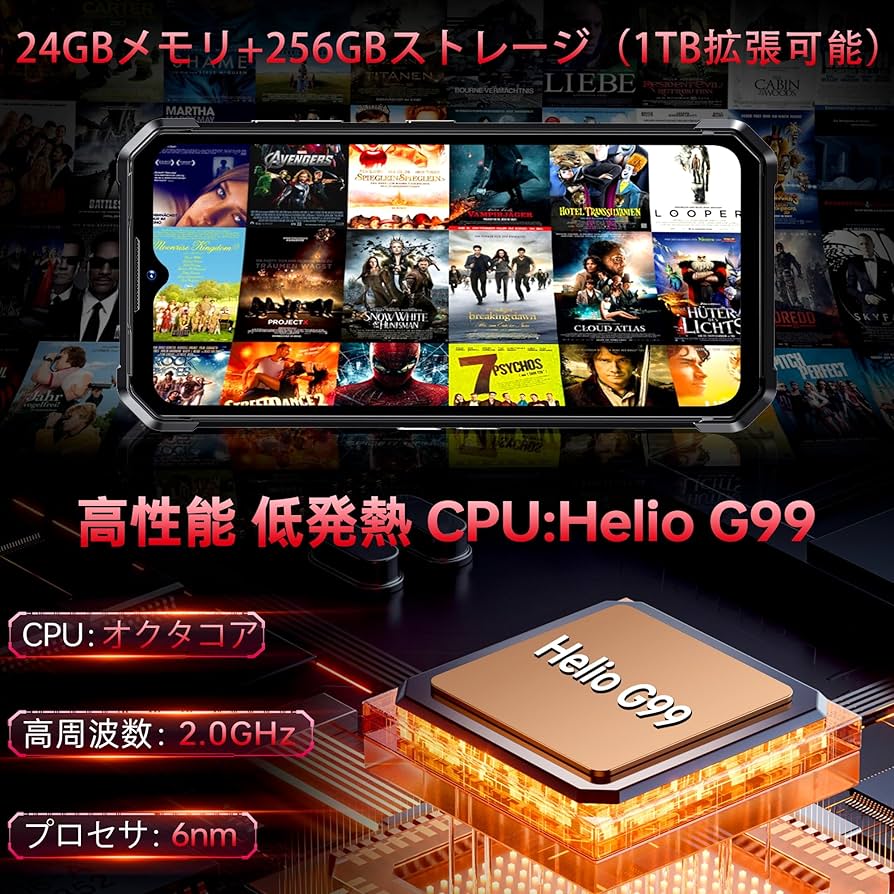 Amazon | CUBOT KingKong 9 SIMフリー スマホ 本体 24GB RAM+256GB ROM