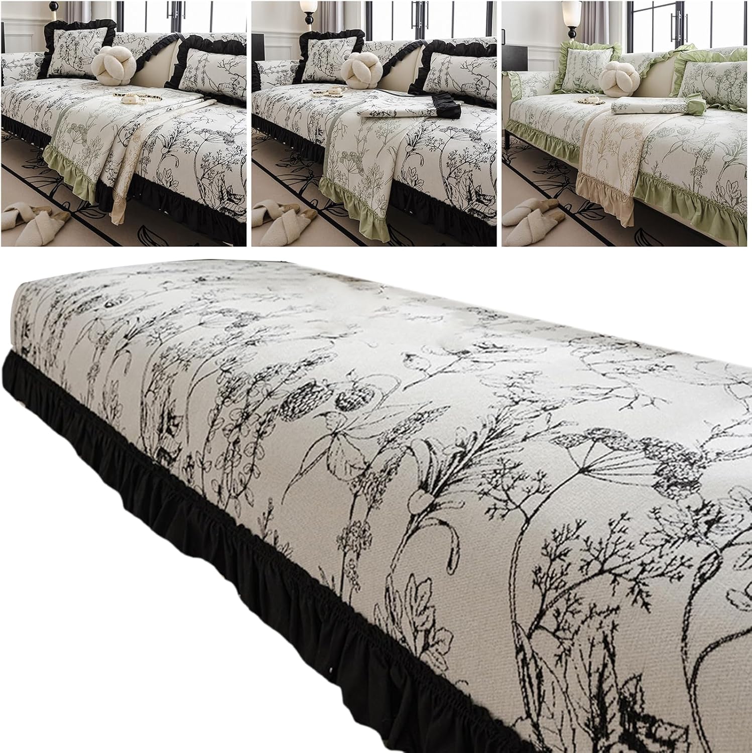 Sofa Protector Sleeve with Flower Pattern Furniture Covering with Fashion and Comfortable Blanket Elegant Designing Cover Washable