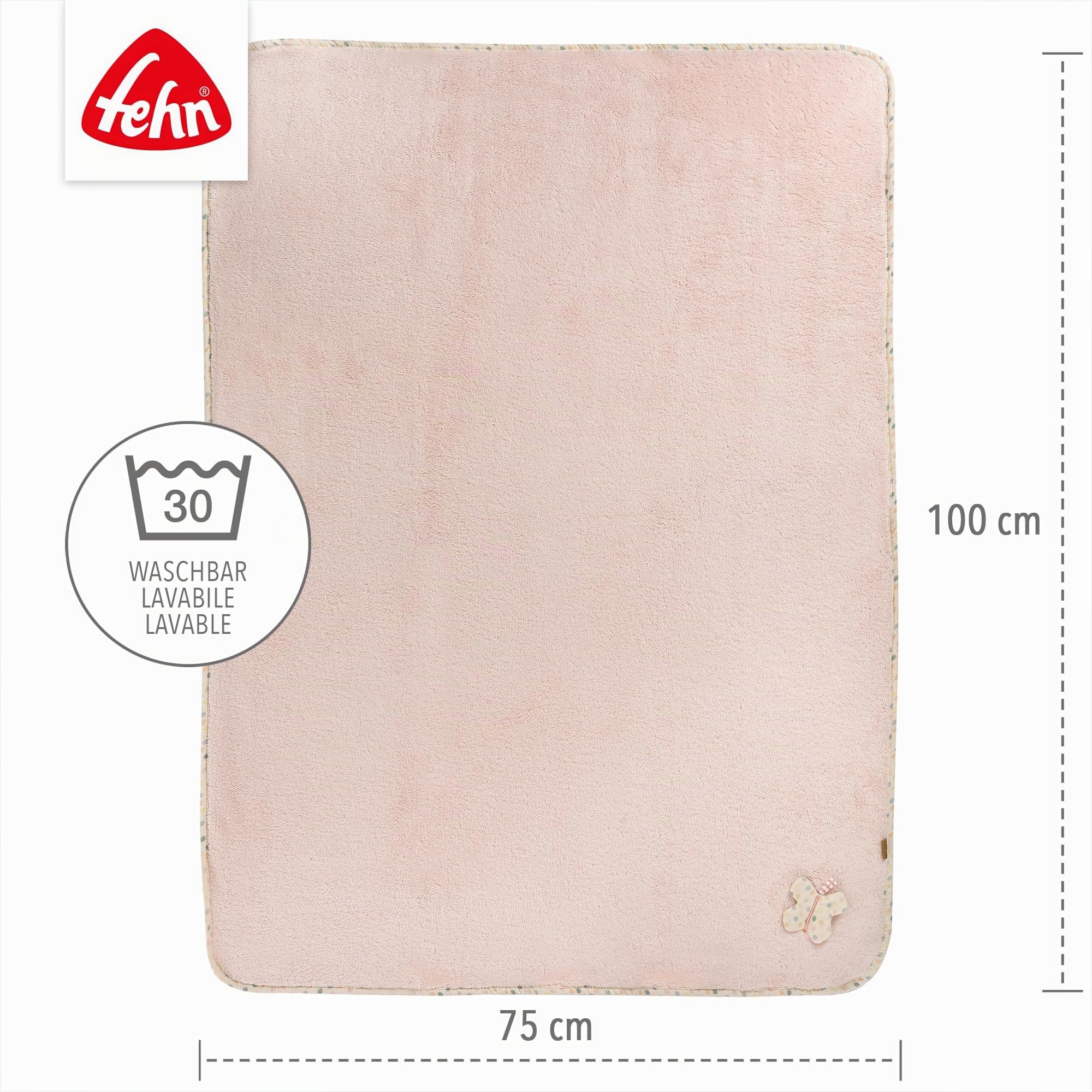 Fehn Coperta a forma di uccello – morbida coperta per coccole, come tappetino per gattonare, panno per affusolare o coperta per casa e in viaggio
