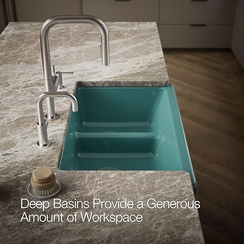 Vista 376 de Kohler Fregadero de la granja Kohler Whitehaven, Frente al delantal altos, K-6489-0, Blanco