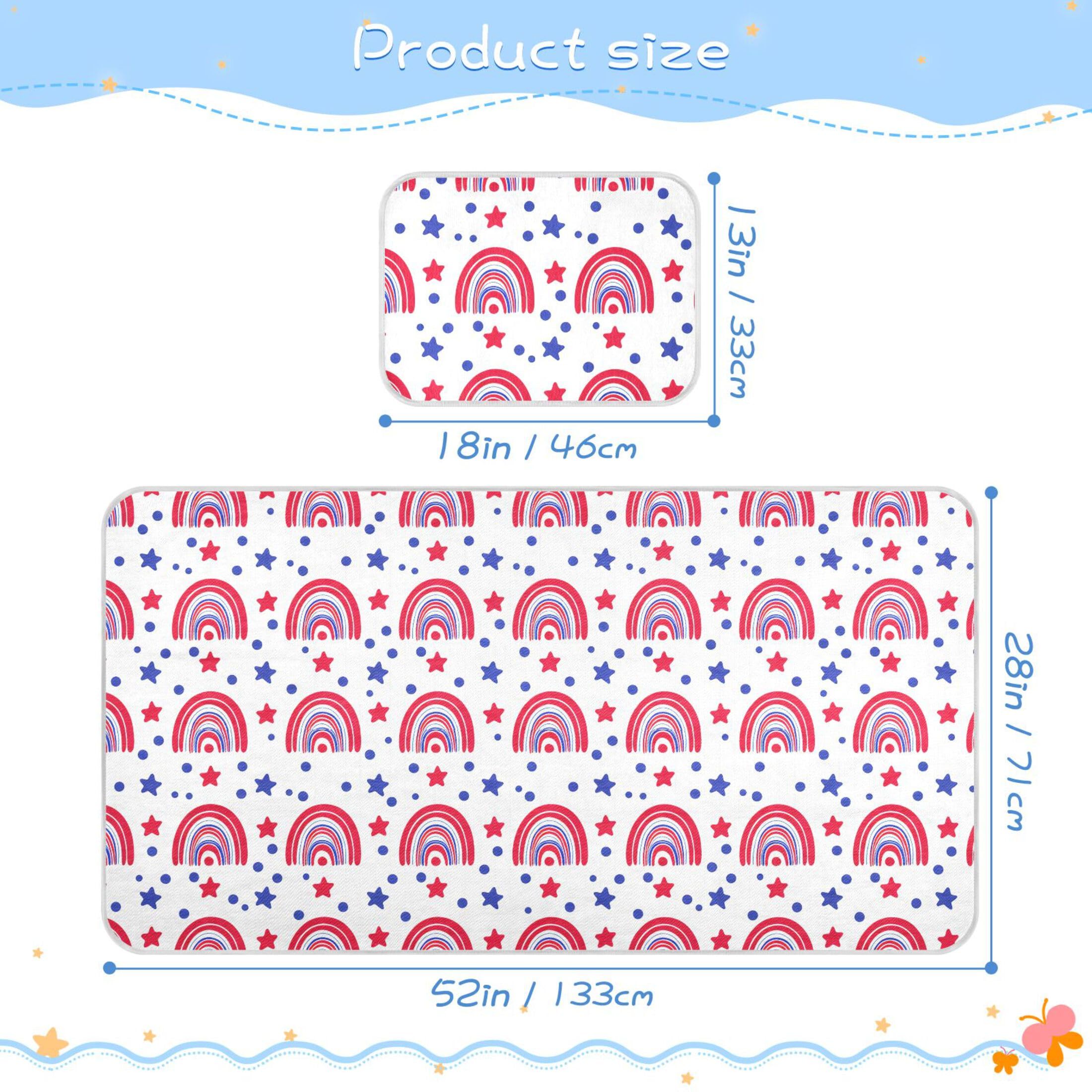 Takiito Independence Day Rainbows Baby Cooling Mattress Pad, Soft & Breathable Cooling Mat Keep Baby Cool in Summer 28x52 in, Nursery Essential
