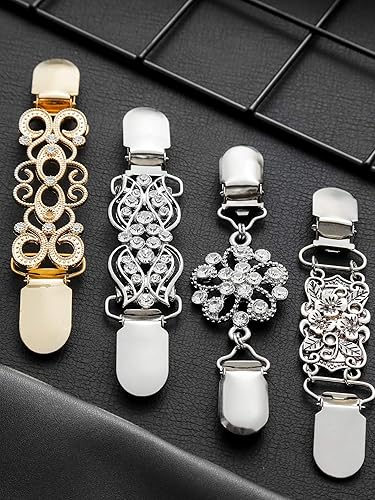 Vista 7 de Jetec - 4 clips para chalsuéter estilo vintageretro, para mujer, niña, de 4 estilos, Zinc