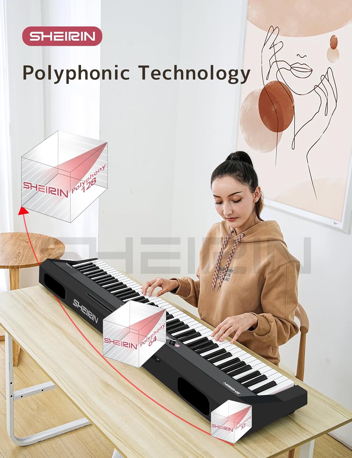 SHEIRIN Digital Piano 88 Keys Weighted Keyboard with Touch Screen