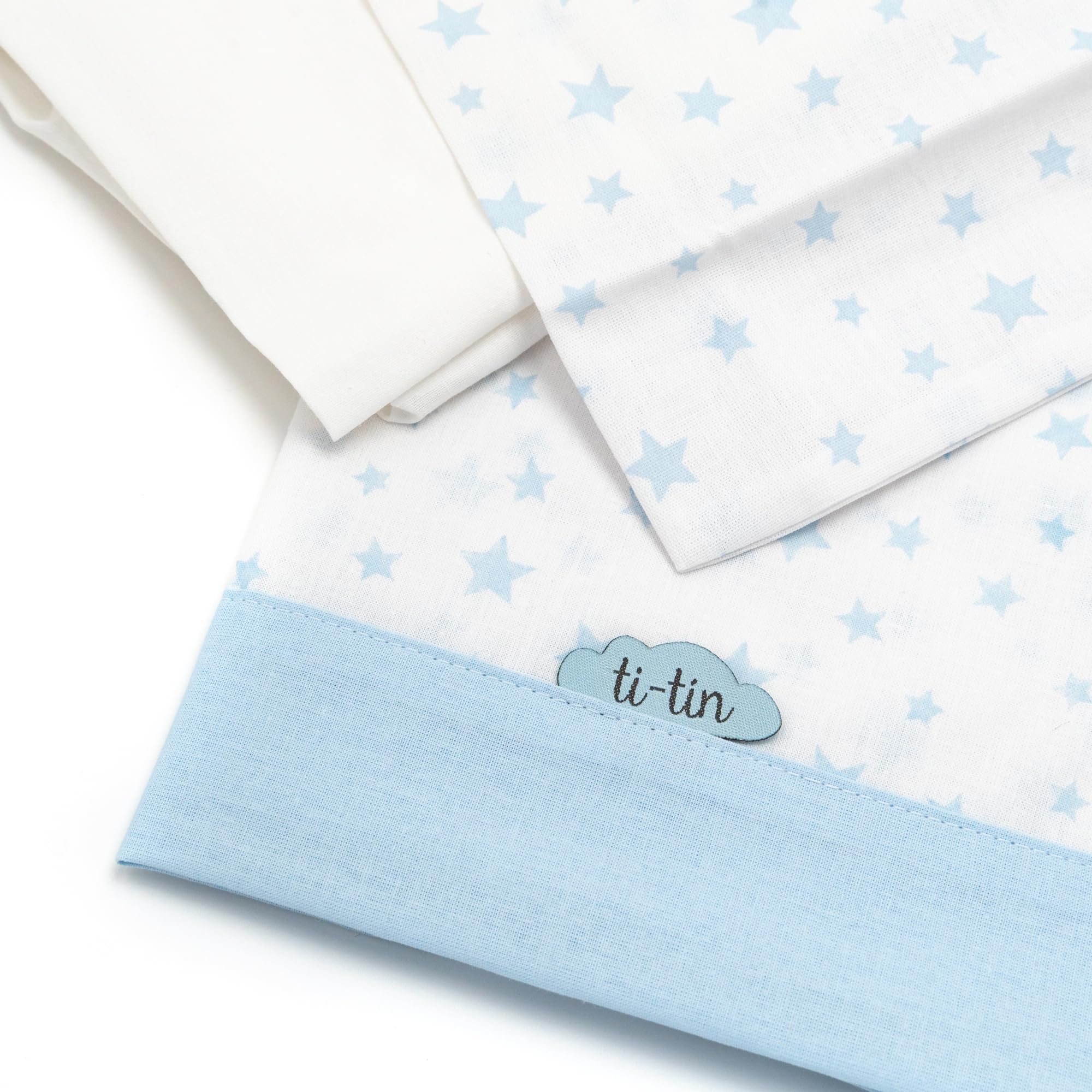 Ti TIN | Set Per Culla con Lenzuolo con Angoli, Lenzuolo, Federa, 100% Cotone | Set di 2 Lenzuola e 1 Federa | 60x120 cm