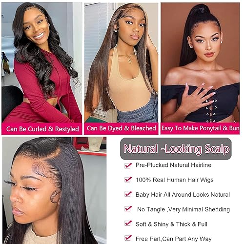 Miniatura 10 de Pelucas de cabello humano sin pegamento de 28 pulgadas, precortadas para principiantes, con cierre de encaje HD de 6 x 4 pulgadas, pelucas de