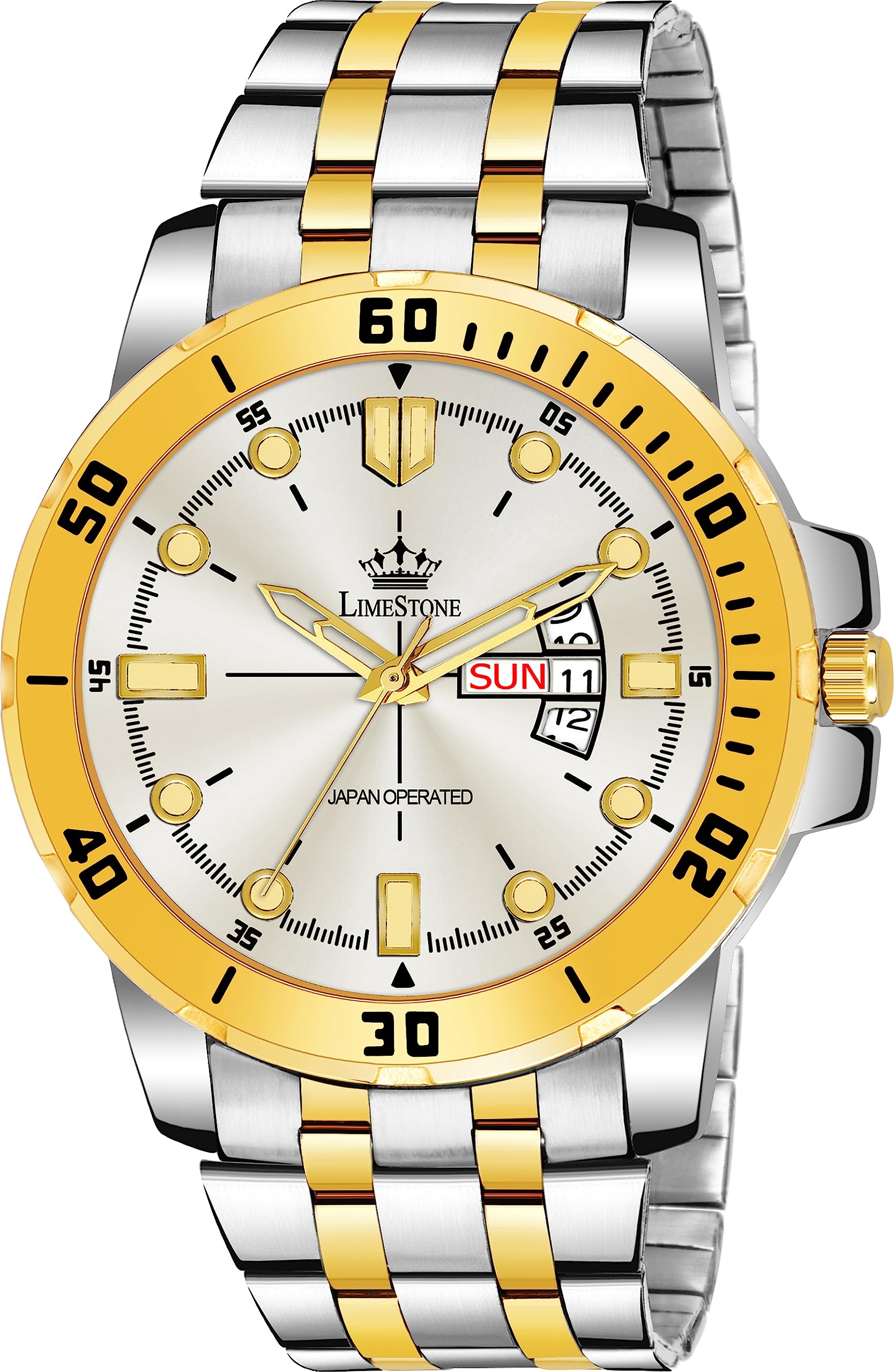 LIMESTONE Day and Date Function Gold Plated Collection Quartz Analog Watch - for Men (B0CCJ24MZS) Amazon Price History, Amazon Price Tracker