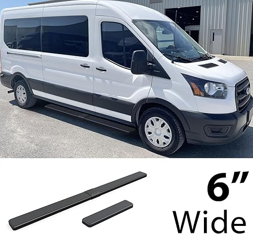 Miniatura 2 de HD Ridez Barras de estribo de 6 pulgadas, color negro acero, compatibles con Ford Transit 2015-2023 Van de tamaño completo de 3 puertas (excluye