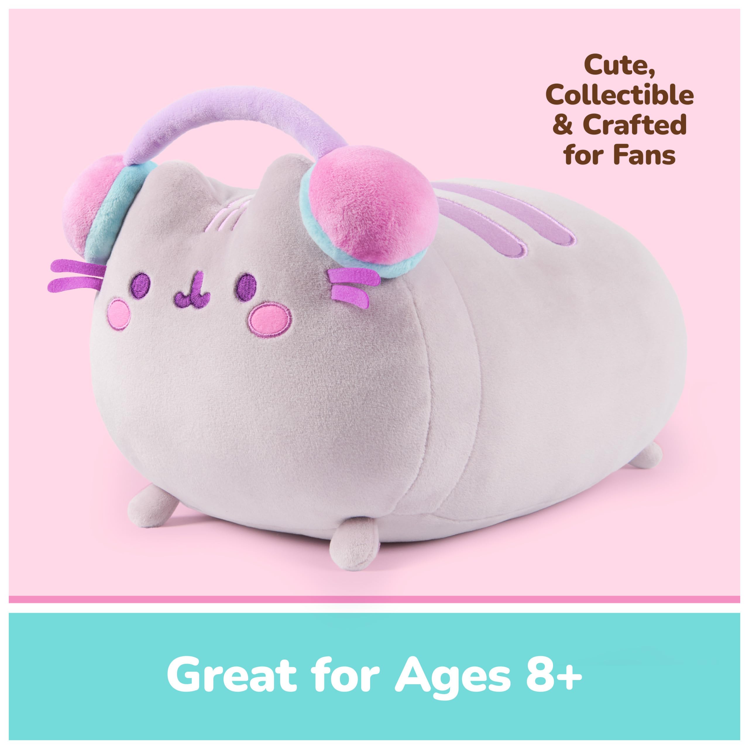 GUND Pusheen Gamer Squisheen Pluszowa zabawka, miękka zabawka, kolekcjonerska pluszowa zabawka, dekoracja do gier, wypchane zwierzę dla osób od 8 lat i starszych, szara, 28 cm