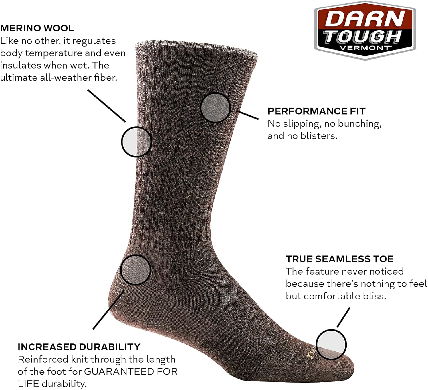 Darn Tough Vermont Men's The Standard Mid-Calf Cushioned Lightweight Lifestyle Socks (Style 1474)