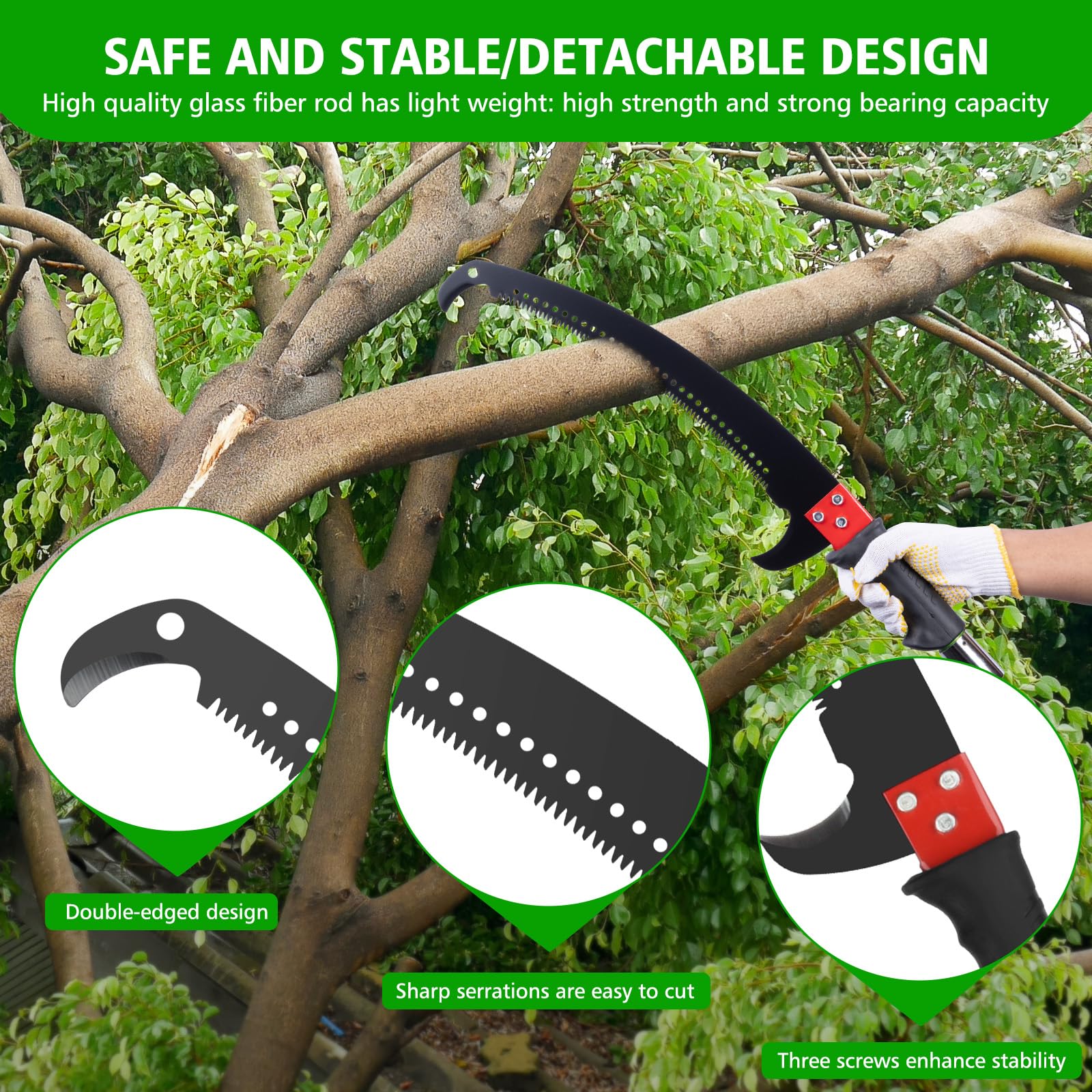 Coupe Branche Télescopique 8m: Scie Telescopique Elaguer 2 en 1,7 Manche Télescopique | 2 Lames de Scie | Sac de Transport, Scie d'élagage Pour Élagage Palmiers Arbustes (jaune)