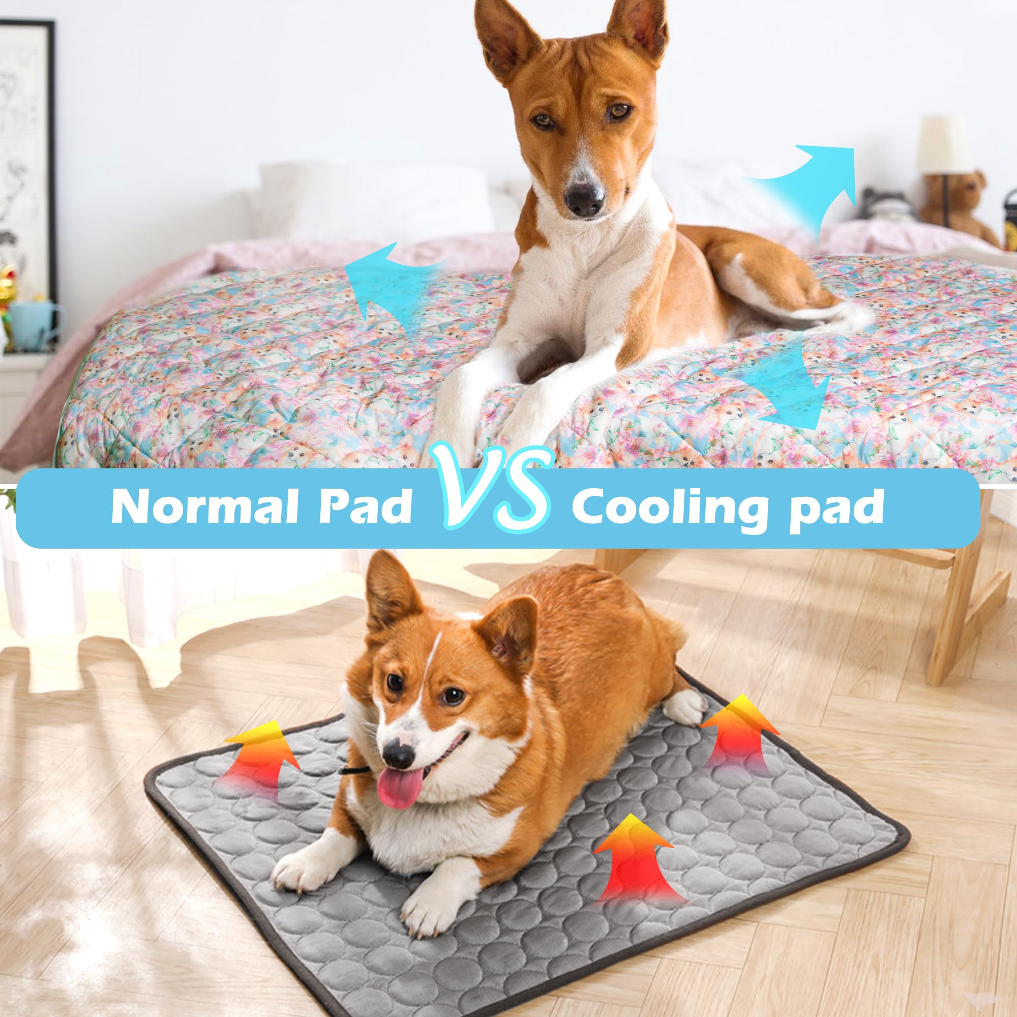 Alfombrilla de refrigeración para perros, almohadillas de hielo autoenfriables para gatos, manta ligera para mascotas, tela fresca de verano para cachorros, tapete lavable para dormir para