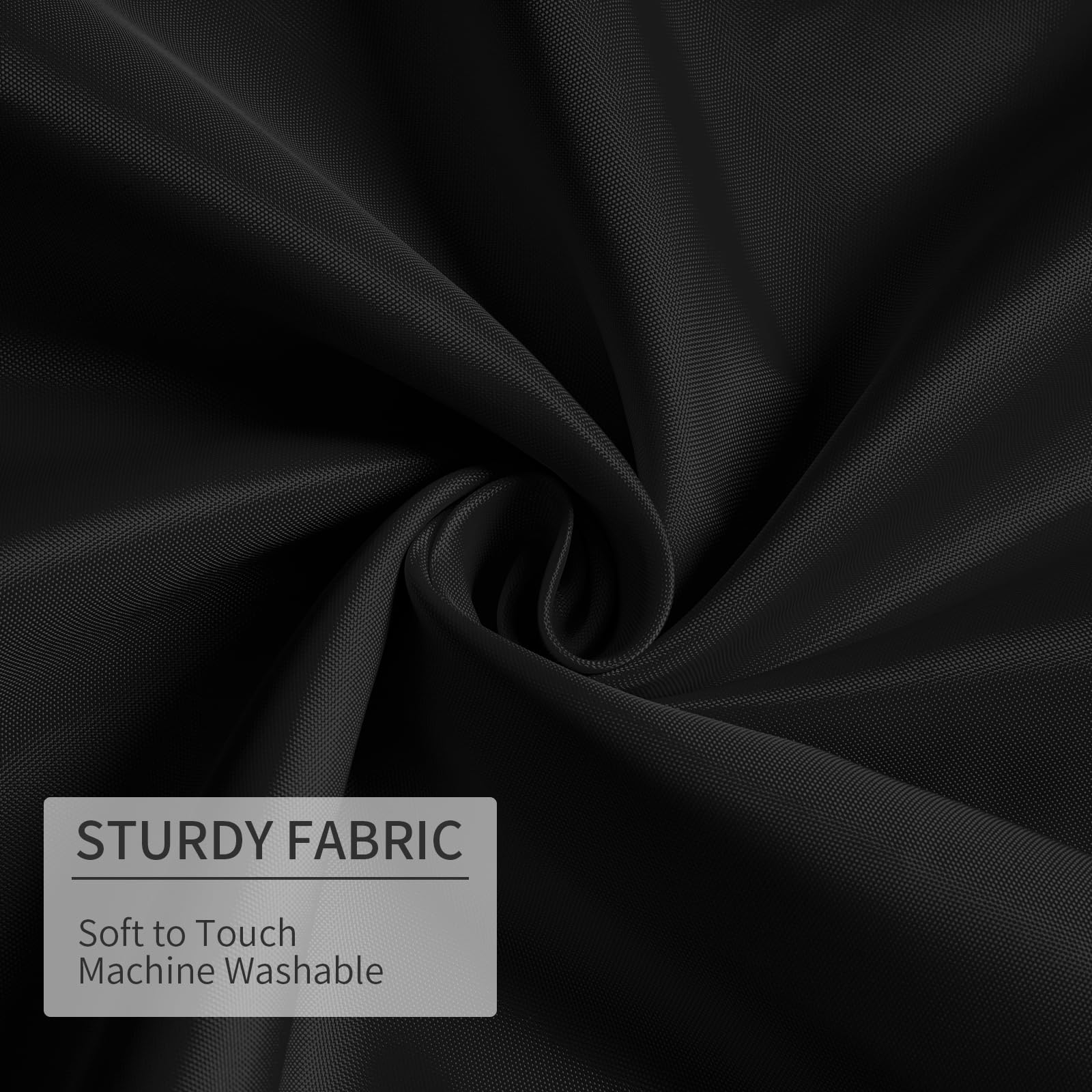 Gibelle Black Fabric Shower Curtain or Liner, 72x72 Waterproof Shower Curtain Liner for Bathroom with Metal Grommets and 12 Plastic Hooks, Soft Cloth & Hotel Quality, Machine Washable