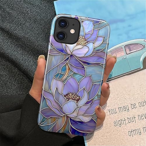 Miniatura 4 de Funda para iPhone 11, carcasa rígida a prueba de golpes + silicona suave híbrida 2 en 1, a prueba de golpes, protección contra caídas, flores de