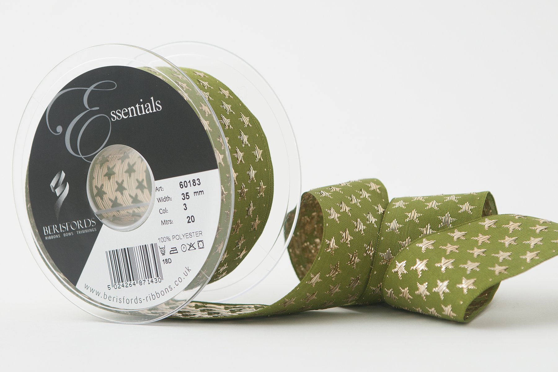 Berisfords Galaxy Ribbon, Cypress/Gold, 35 mm